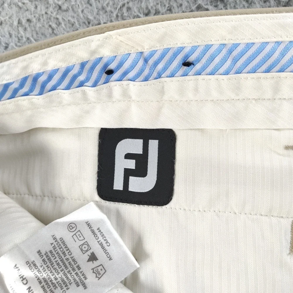 Footjoy Golf Pants Men 36x32 Beige Outdoor Stretch Performance Flat Front Preppy